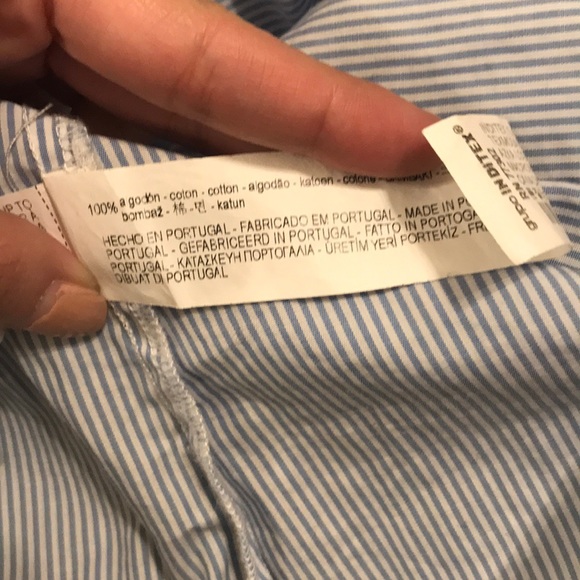 Zara striped bell flare sleeve v neck shirt top - Picture 6 of 6